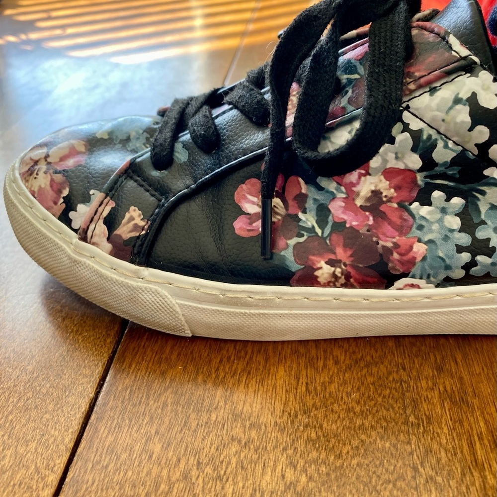 Restricted Black and Pink Floral Sneakers - Picture 3 of 6